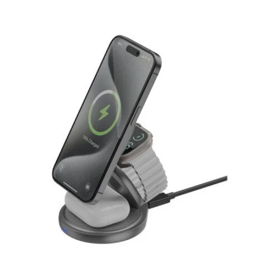 Bazic Gomag Gyre, 360 Rotating Base 3 In 1 Wireless Charger With Apple Watch And Airpods Charging - Gunmetal